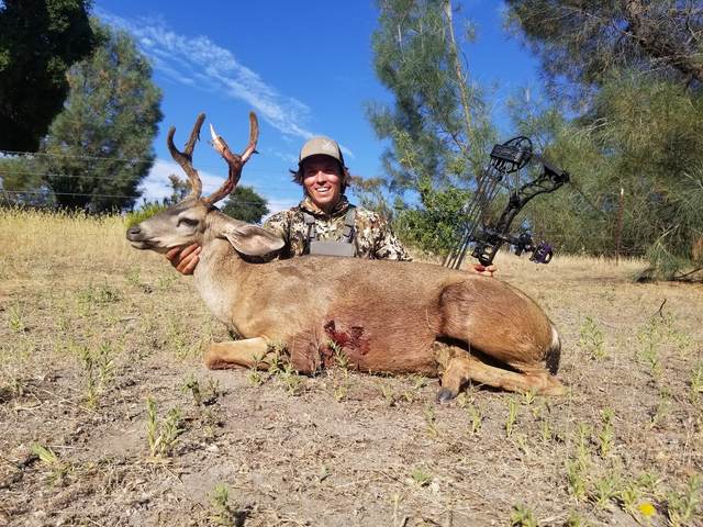 Hunter with a management blacktail buck
