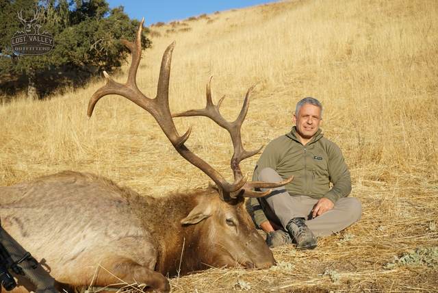 Hunter with a Tule elk bull taken on the Central Coast
