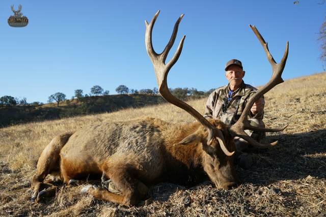 Hunter with a Tule elk bull taken on the Central Coast