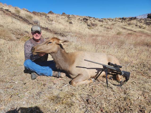 Hunter with a Tule elk bull taken on the Central Coast