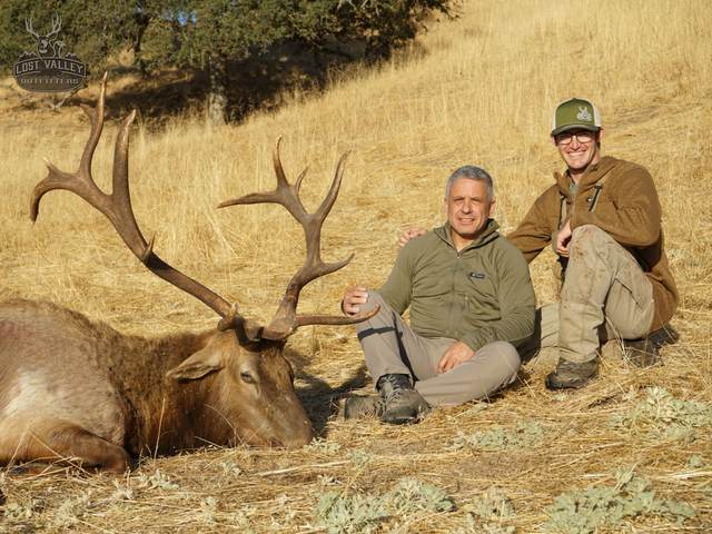 Hunter with a Tule elk bull taken on the Central Coast