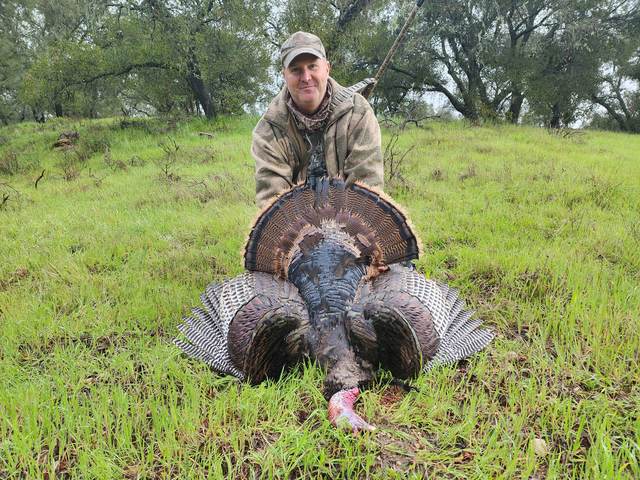 Hunter with a Rio Grande tom taken in the oaks