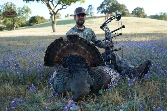 Hunter with a Rio Grande tom taken in the oaks